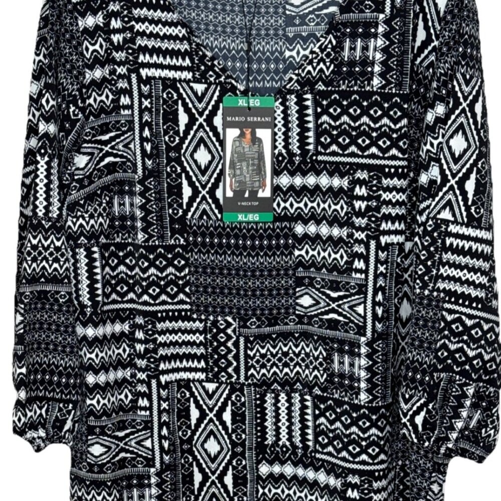 Mario Serrani Women's V-Neck Top (Black/Negro, X-Large)